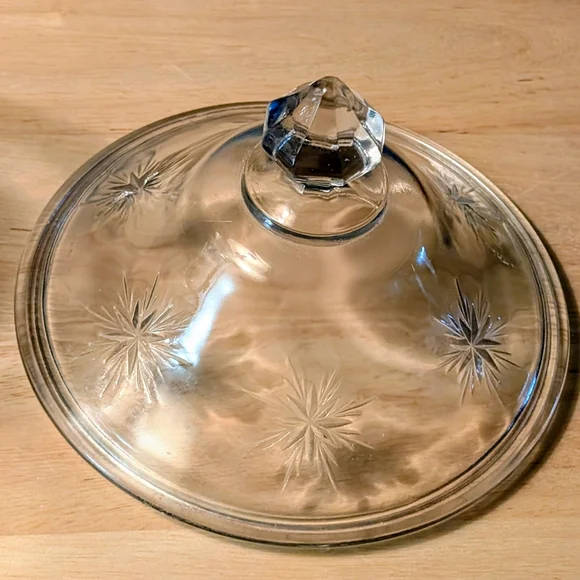 Clear Glass Compote with Starburst Etching - Elegant Home Dining Accent - Picture 6 of 10
